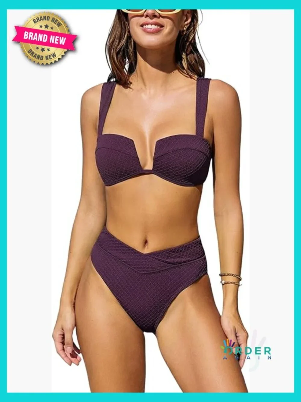 High Waisted Bikini Set Push Up Cups Adjustable Straps Two Piece Swimwear